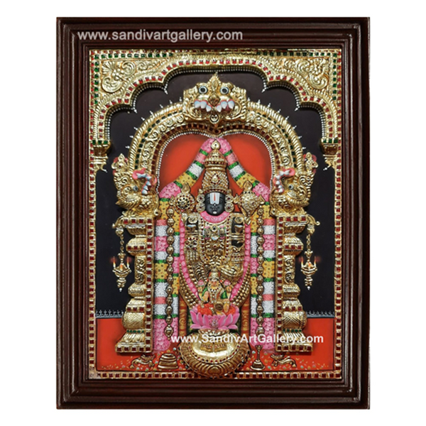 Perumal with Lakshmi 3D Embossed Tanjore Painting