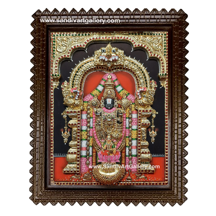 Perumal with Lakshmi 3D Embossed Tanjore Painting