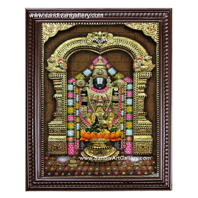Venkatachalapathi with Lakshmi 3D Embossed Tanjore Painting