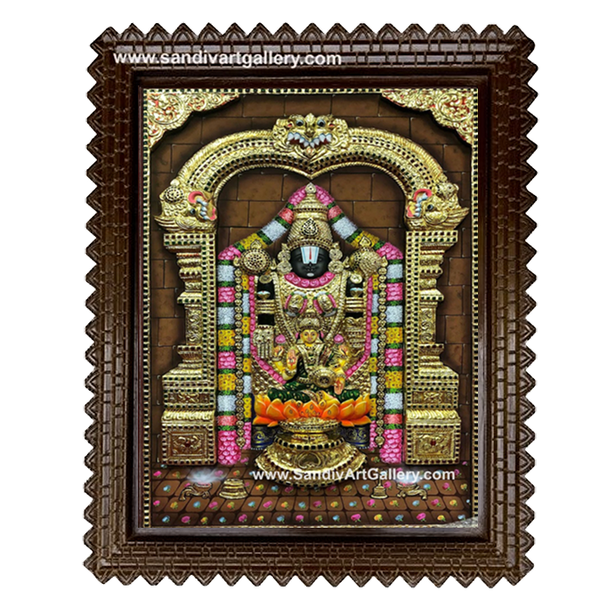 Venkatachalapathi with Lakshmi 3D Embossed Tanjore Painting