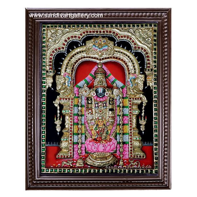 Balaji With Lakshmi 3D Embossed Tanjore Paintings