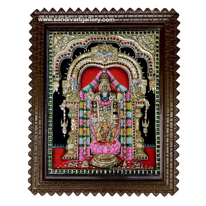 Balaji With Lakshmi 3D Embossed Tanjore Paintings
