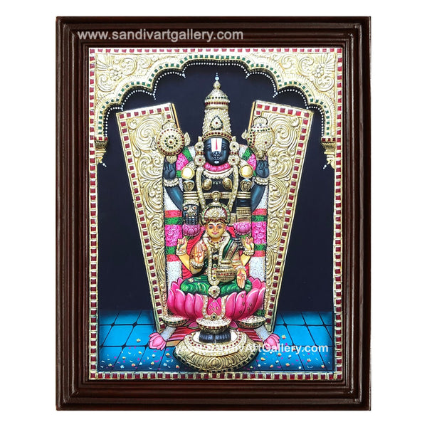Thirupathi Balaji with Lakshmi 3D Embossed Tanjore Painting
