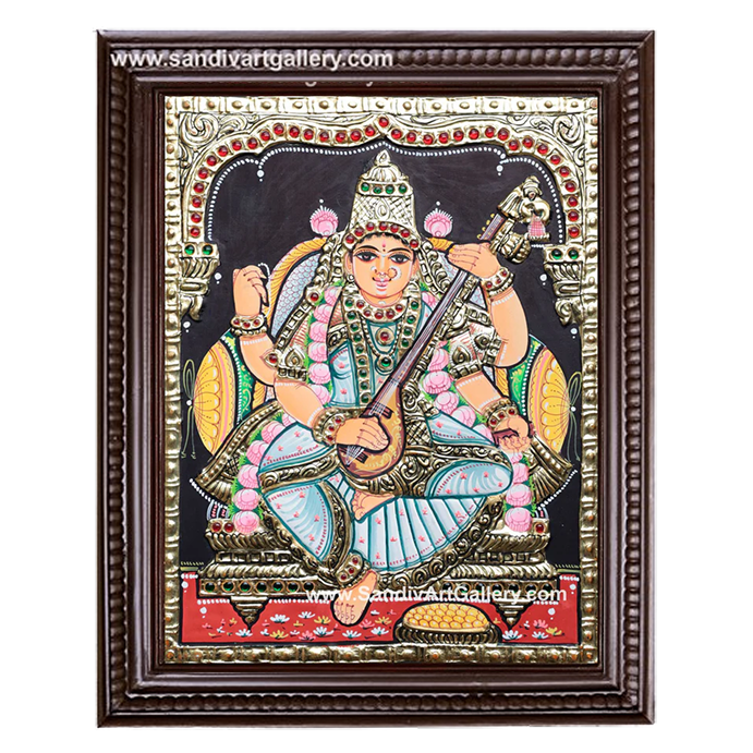 Saraswathi Mata Tanjore Painting 4
