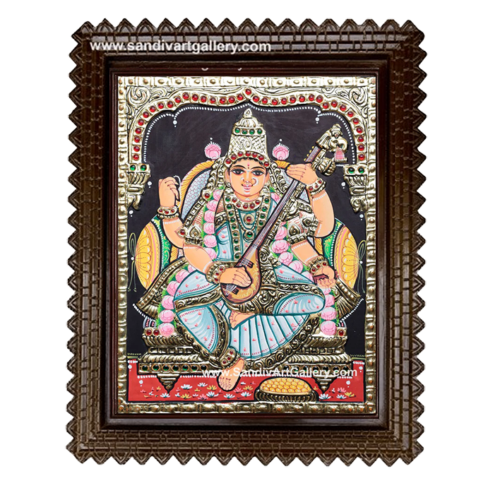Saraswathi Mata Tanjore Painting 4
