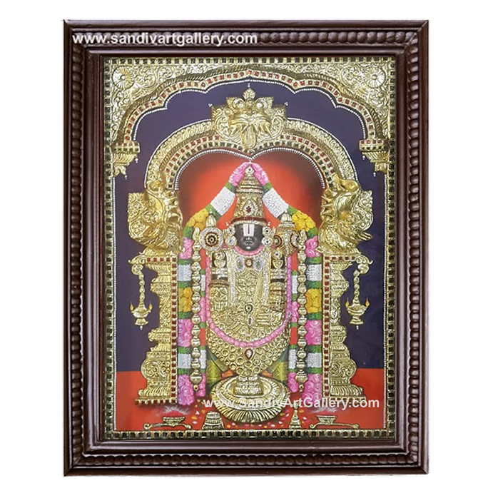 Balaji 3D Embossed Tanjore Painting with Temple Frame