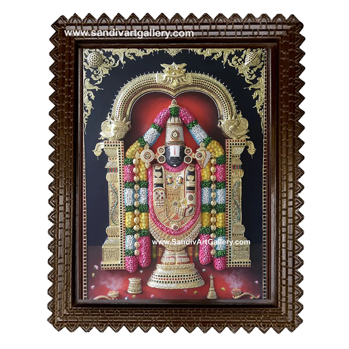 Balaji 3D Embossed with Special Garland Tanjore Painting