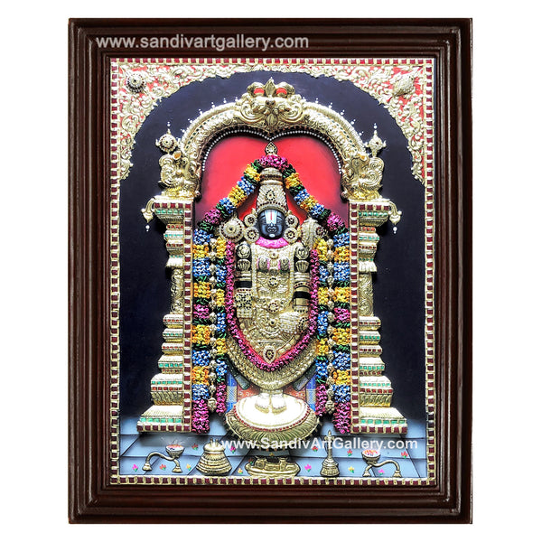 Balaji 3D Embossed with Special Garland Tanjore Painting1