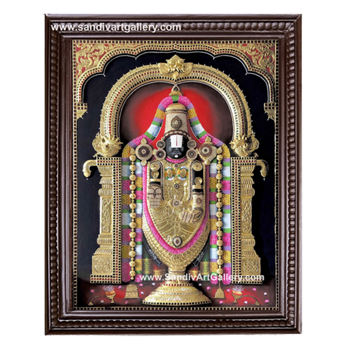 Thirupathi Balaji 3D Embossed Tanjore Painting