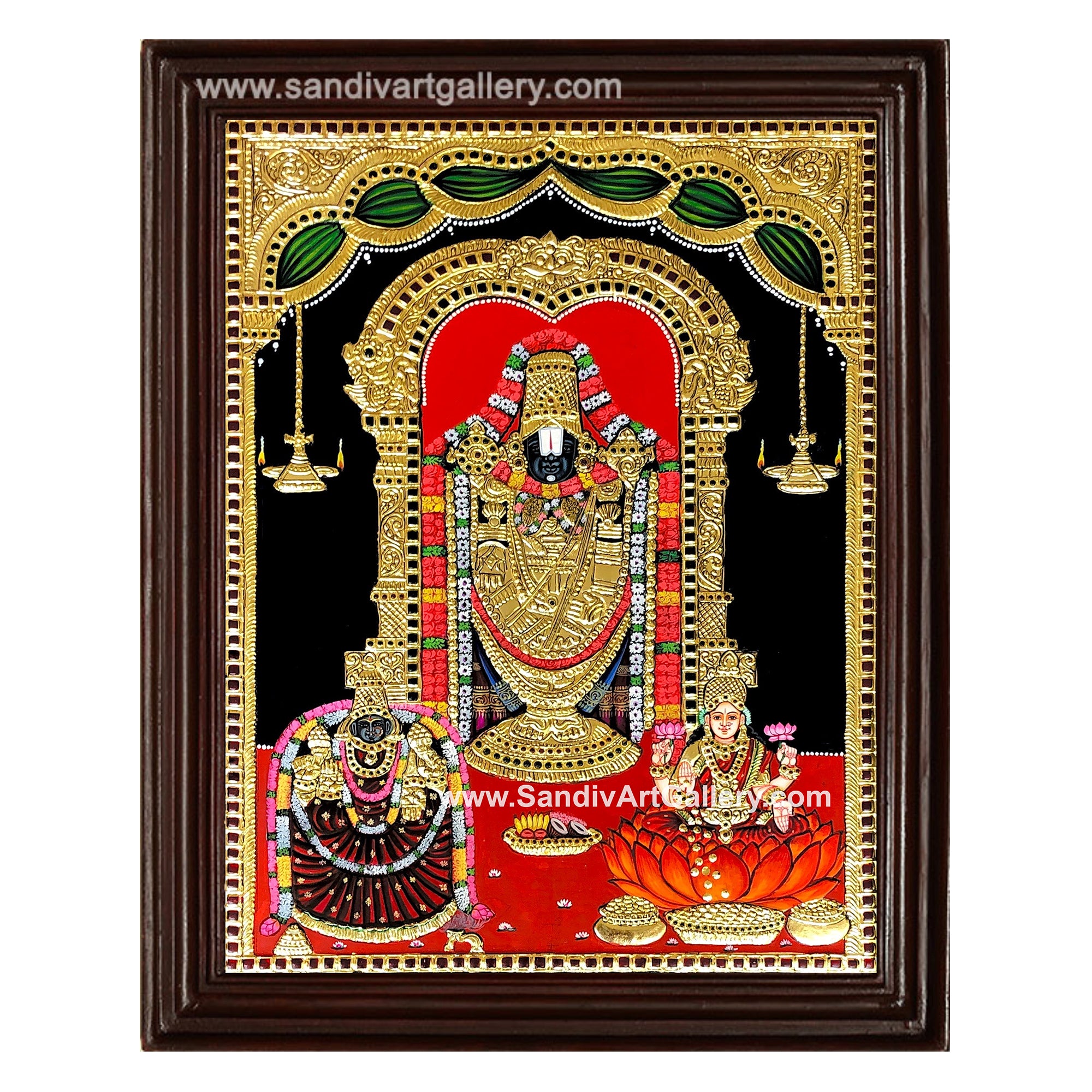Venkateshwara Padmavati Thayar and Lakshmi Tanjore Painting