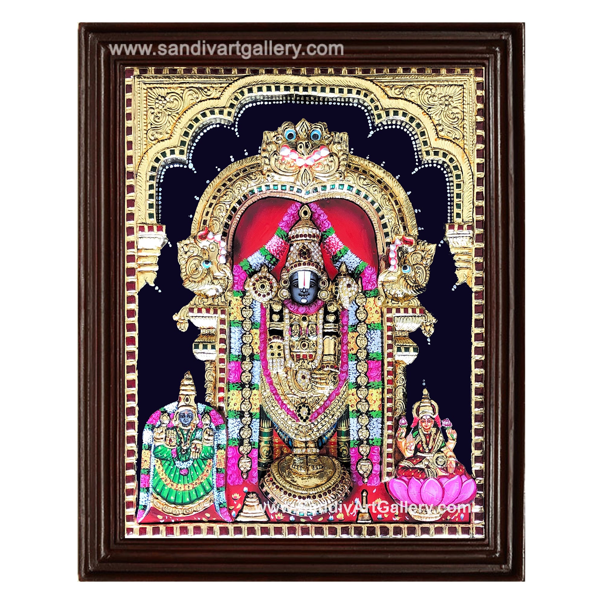 Balaji Thayar and Lakshmi 3D Tanjore Painting