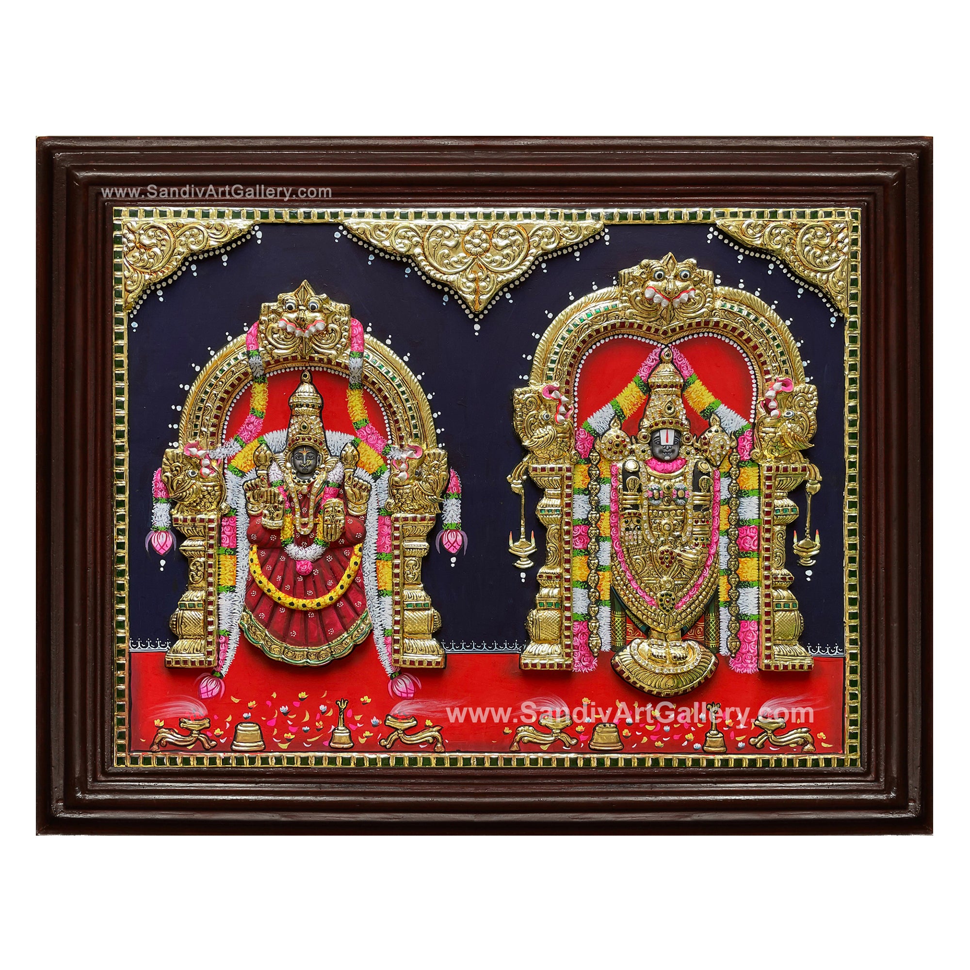 Thirupathi Balaji Alamelu Manga 3D Embossed Tanjore Painting
