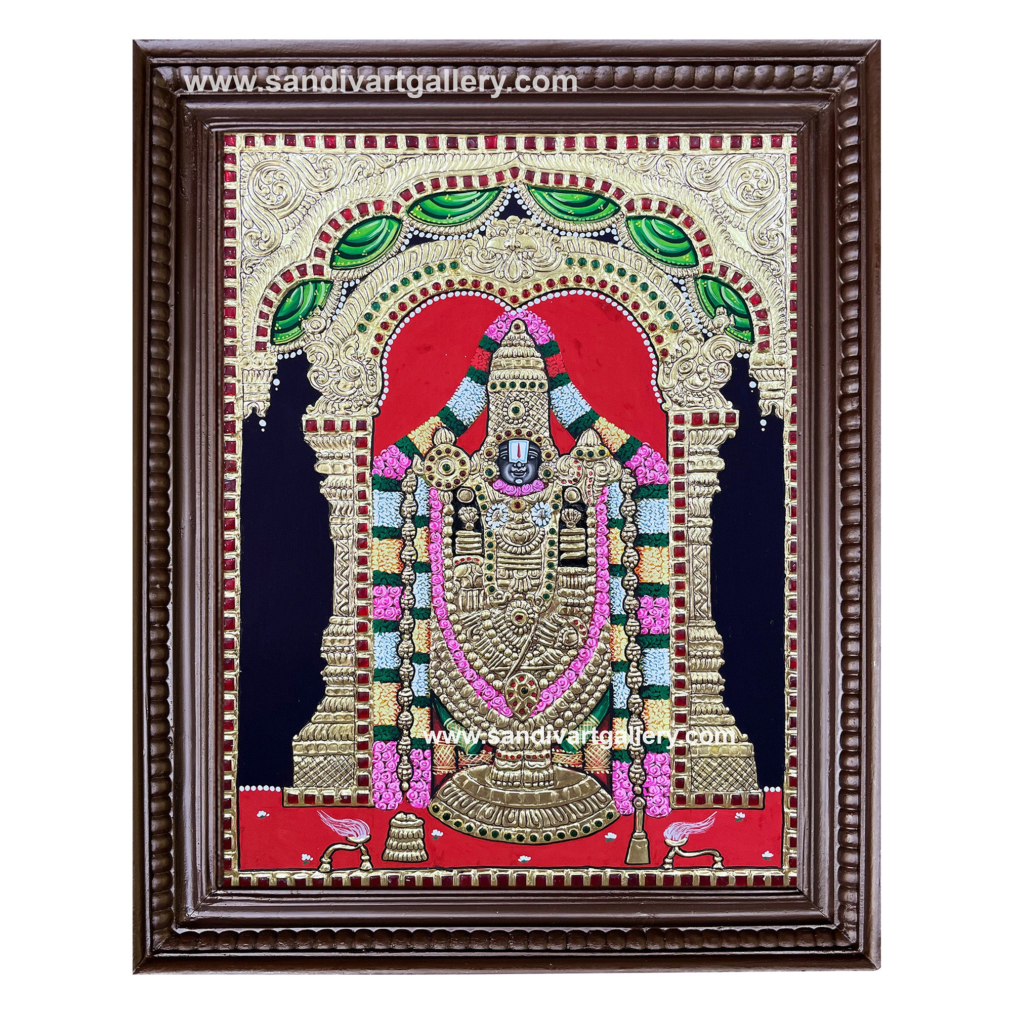Balaji with Curtain Tanjore Painting