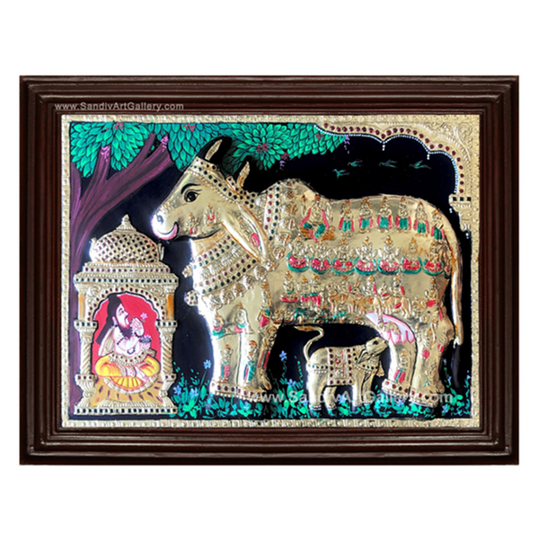 Komatha 3D Embossed Tanjore Painting1