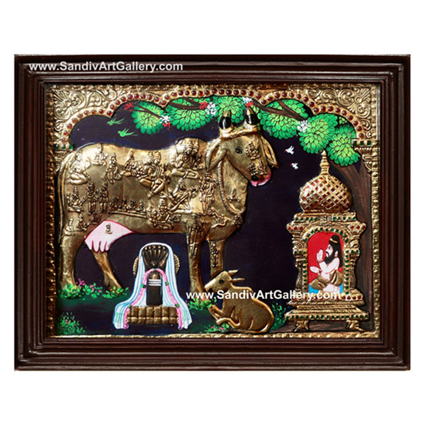 Kamadhenu Semi Embossed Tanjore Painting