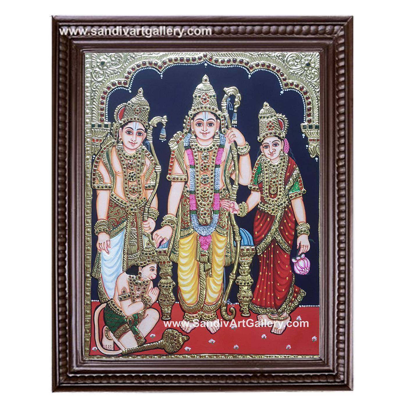 Ramar Sita Lakshmanan Hanuman Tanjore Painting1