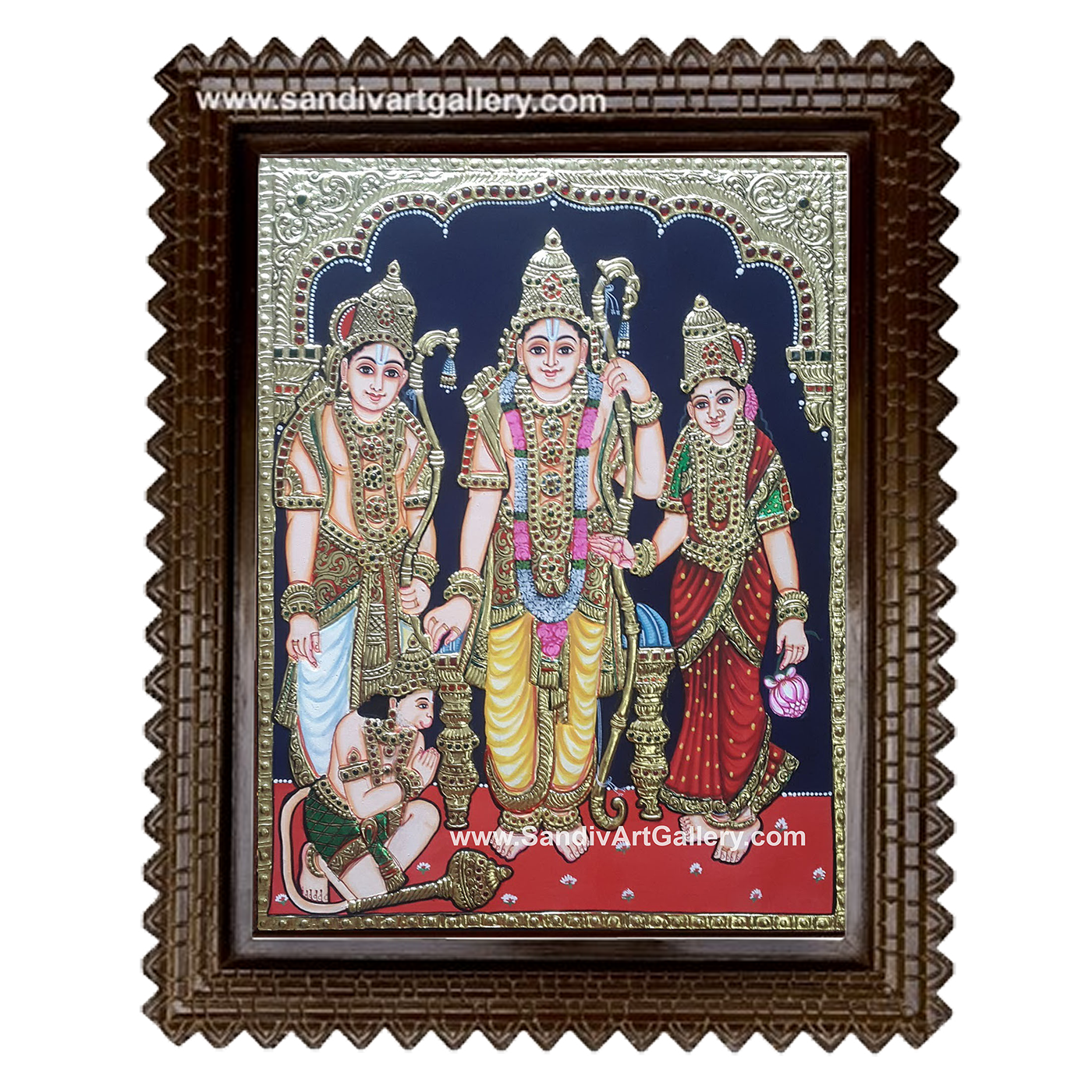 Ramar Sita Lakshmanan Hanuman Tanjore Painting1