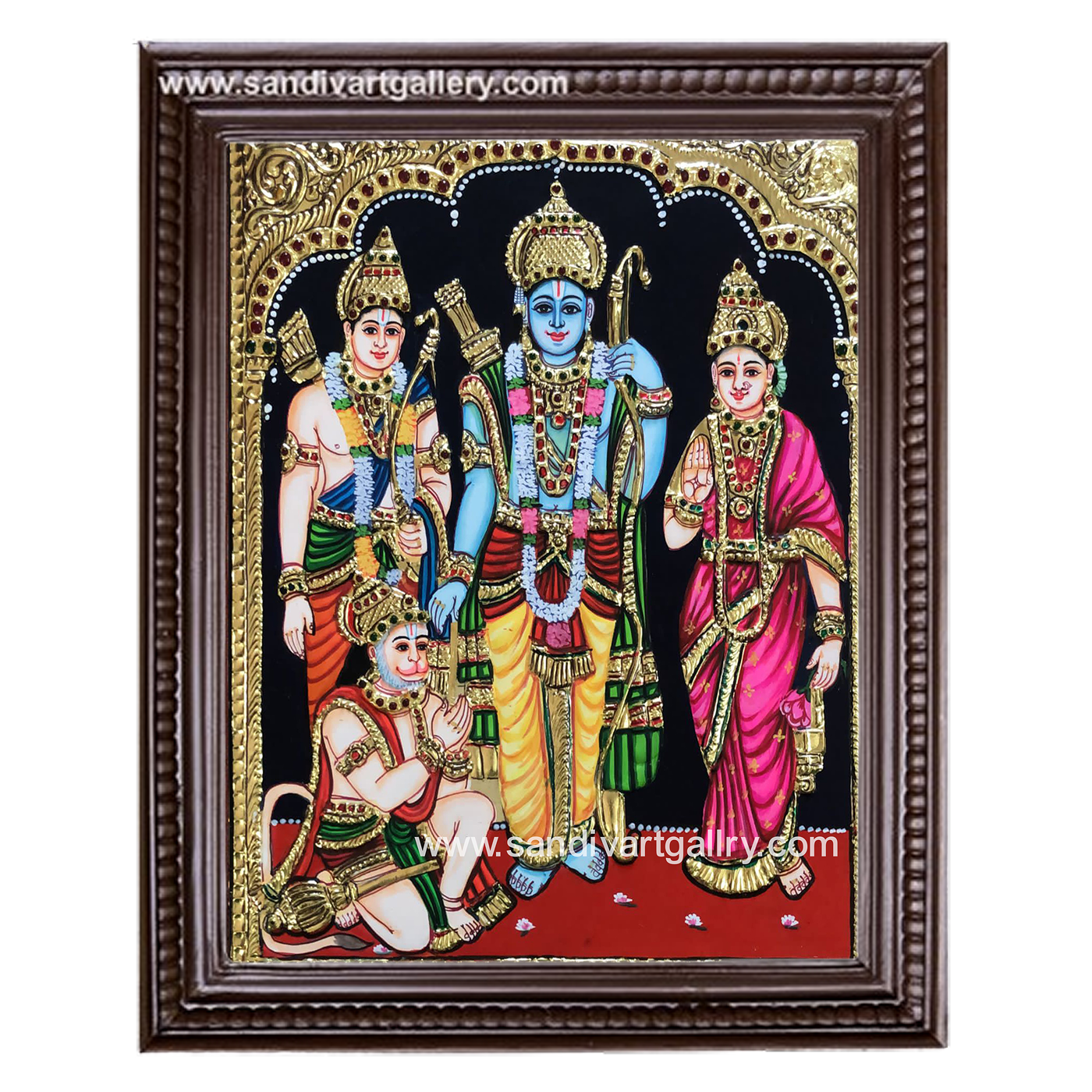 Ramar Sita Lakshmanan Hanuman Tanjore Painting2
