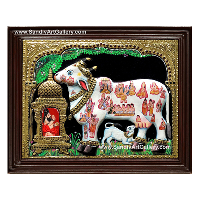 White Komatha Semi Embossed Tanjore Painting
