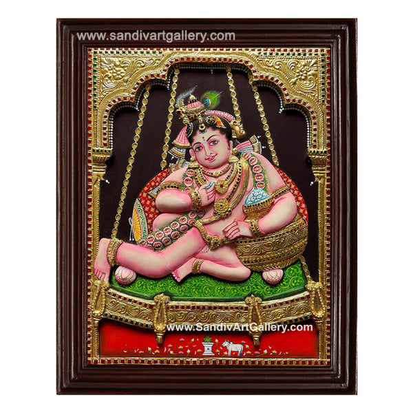 Krishna 3D Embossed Tanjore Painting