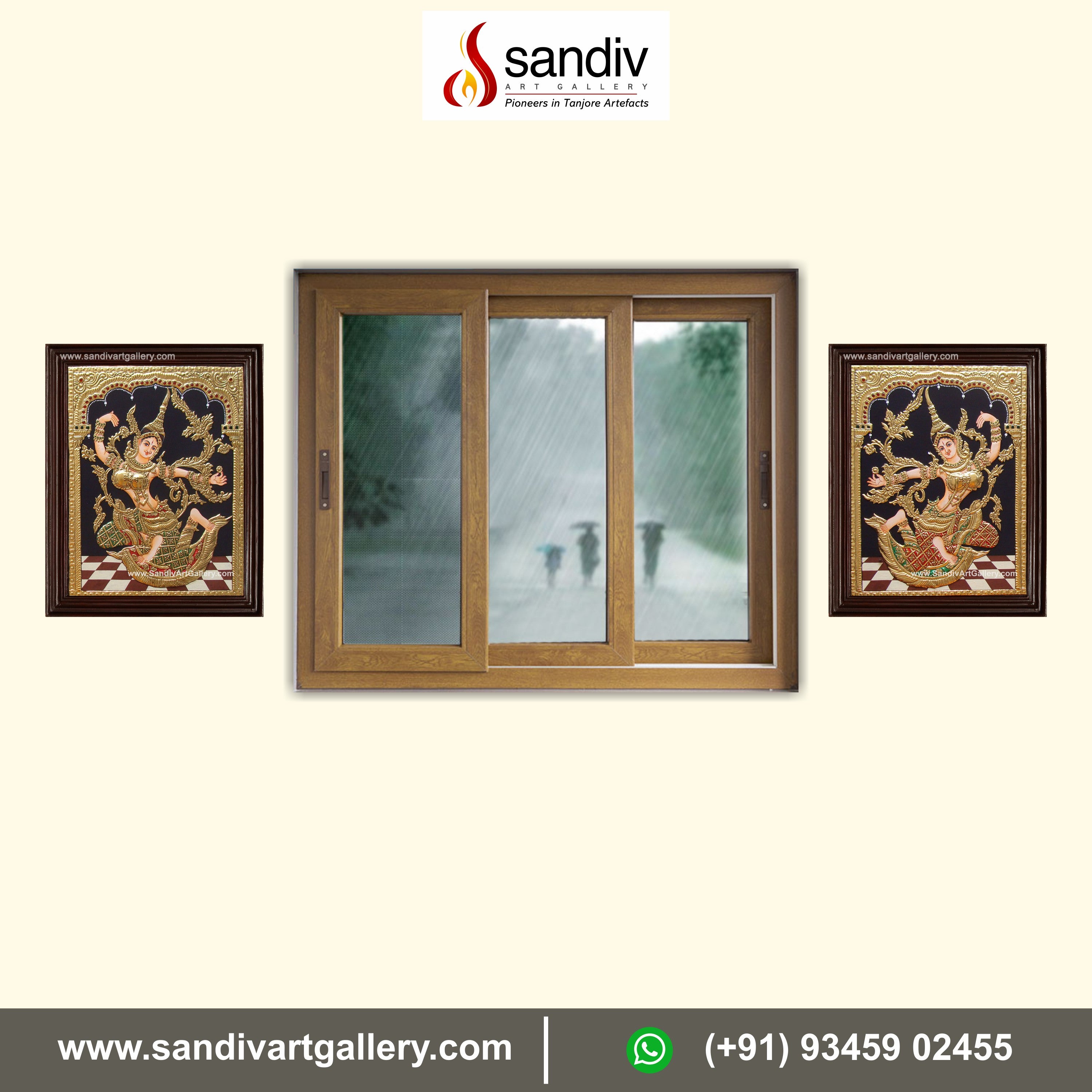 Dancing Lady Pair Tanjore Painting