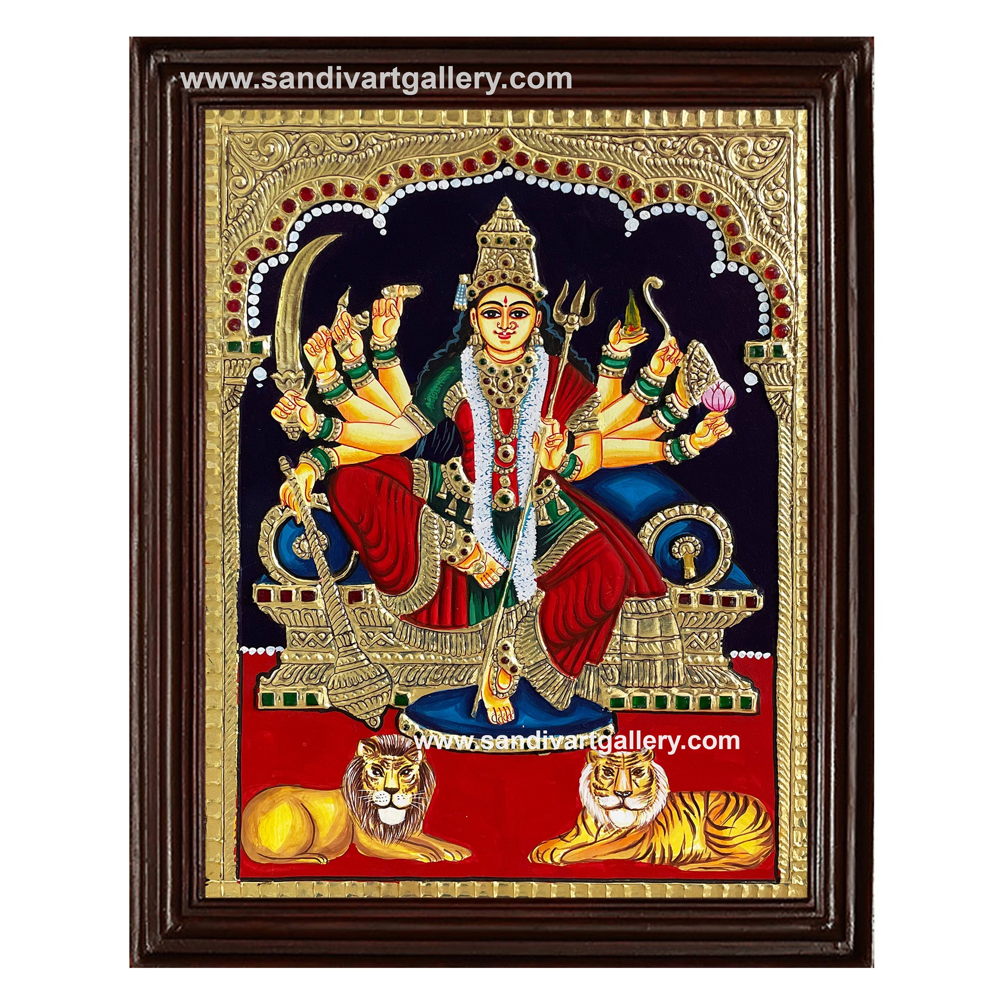 durga devi tanjore painting