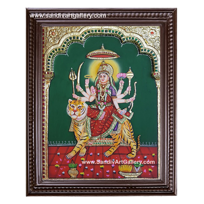 Durga 3D Embossed Tanjore Painting