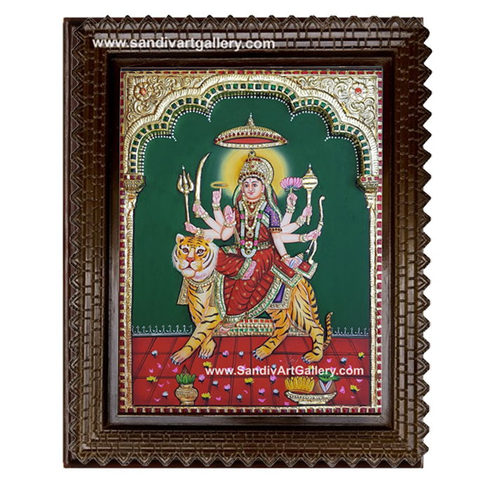 Durga 3D Embossed Tanjore Painting