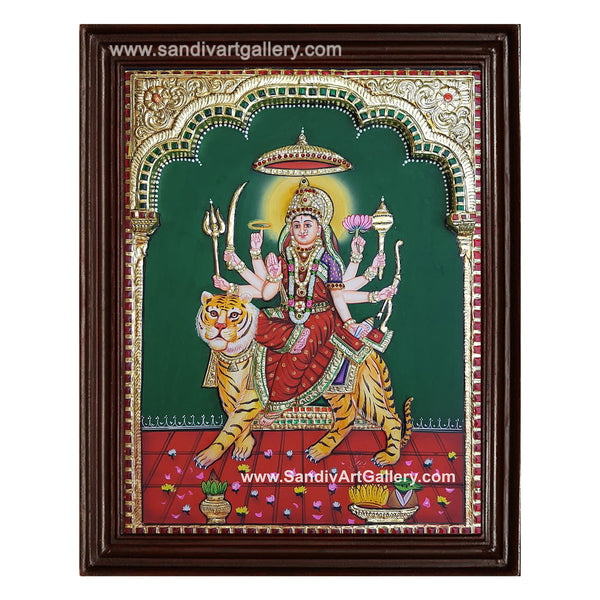 Durga Devi 3D Super Embossed Tanjore Painting
