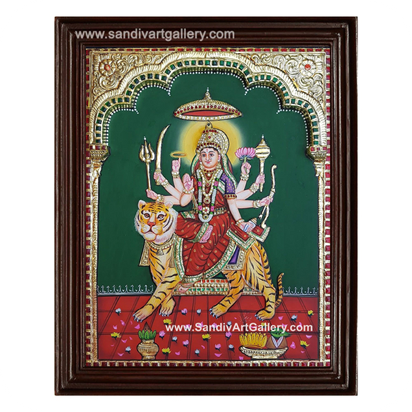 Durga 3D Embossed Tanjore Painting
