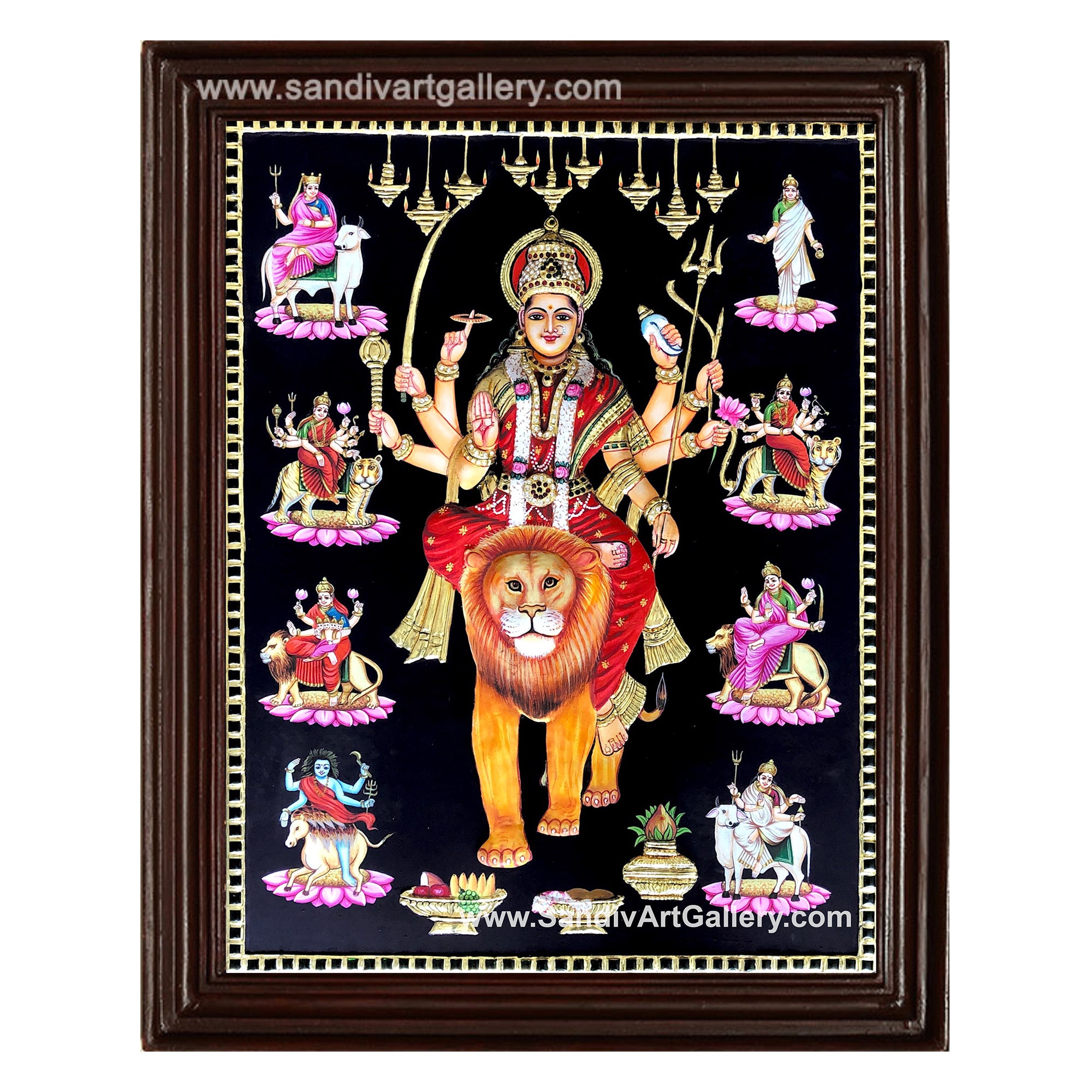 Nava Durga  3D Embossed Tanjore Painting