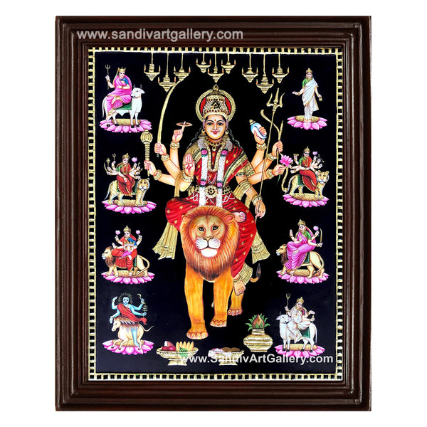 Nava Durga  3D Embossed Tanjore Painting