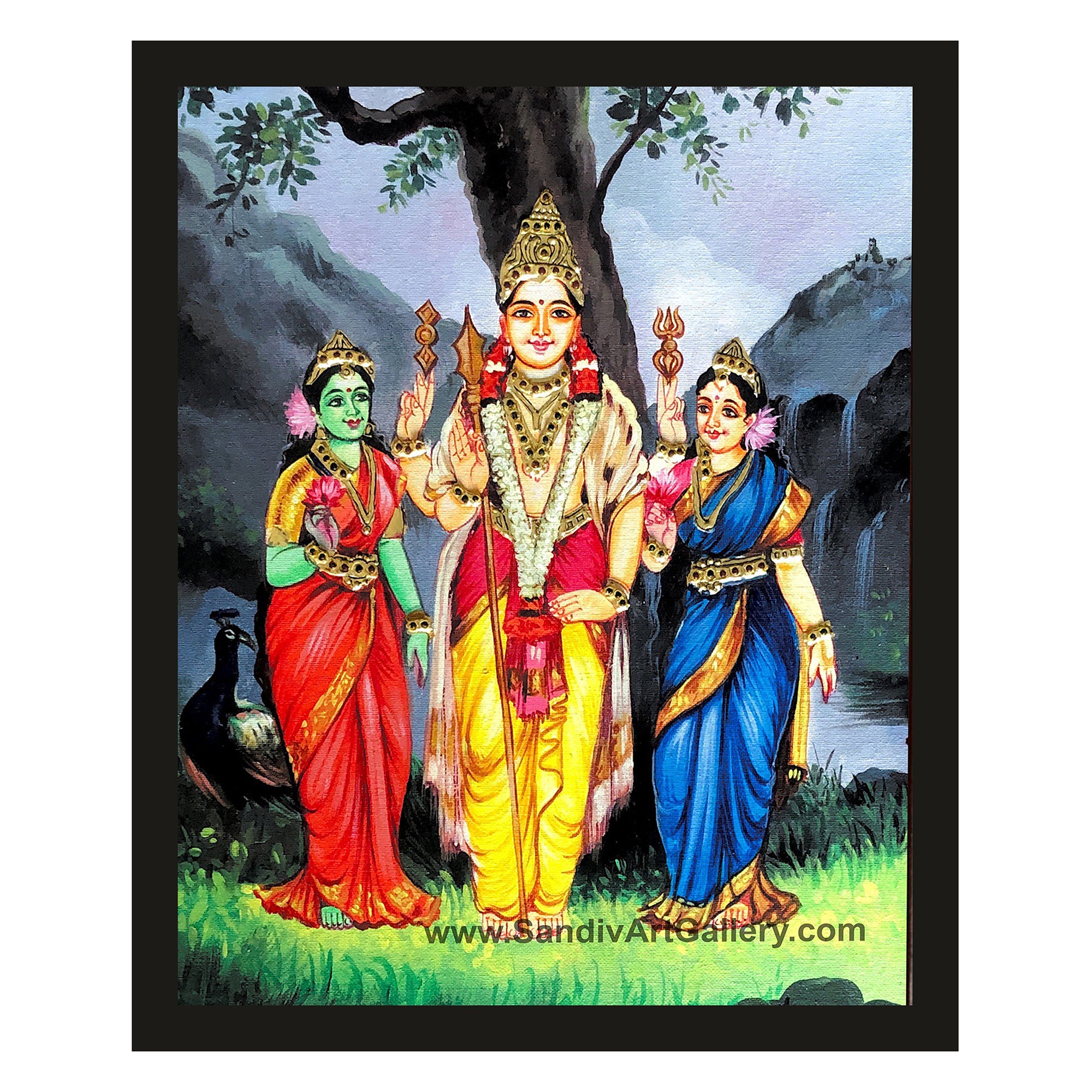 Murugan with Valli Deivanai Fusion Painting