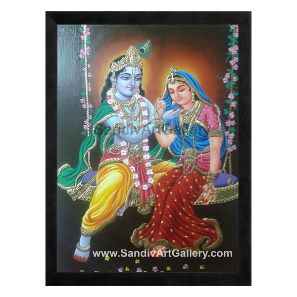 Radha Krishna on swing Fusion Painting