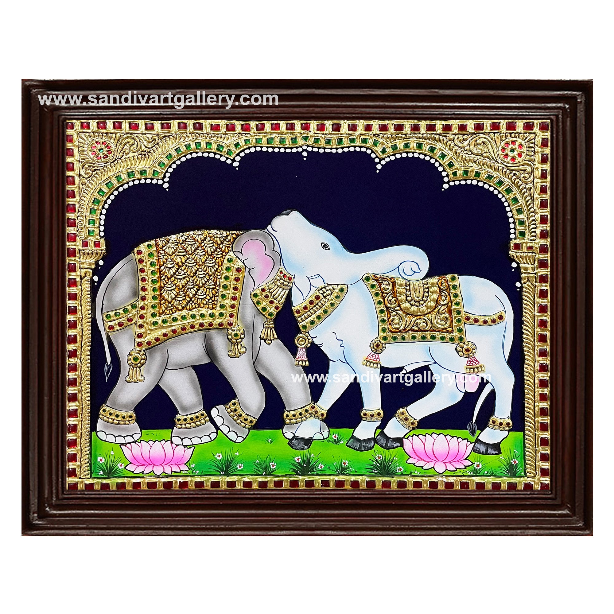 Bull and Elephant Optical Illusion in Airavatesvara Temple Tanjore Painting