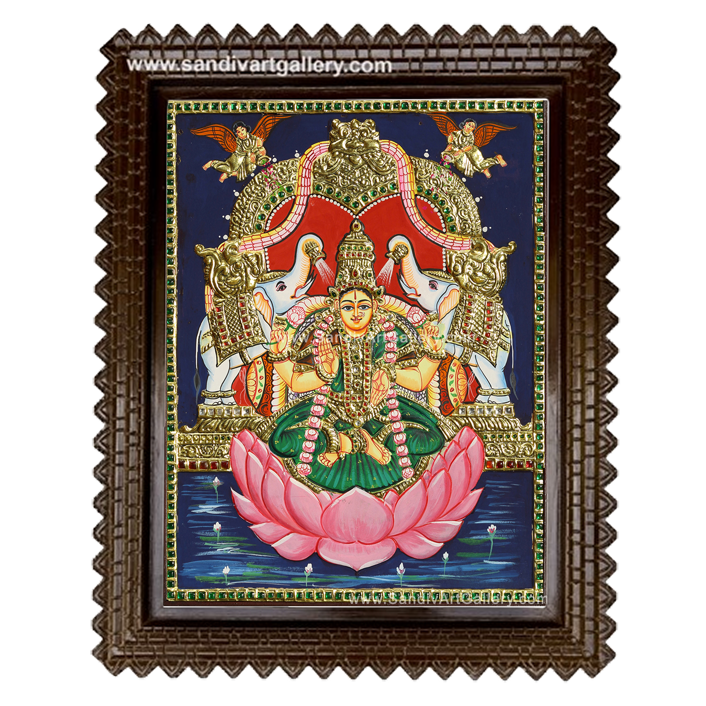 Lakshmi with Elephants Tanjore Painting