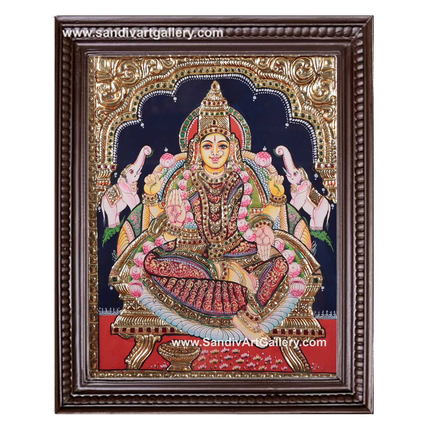 Lakshmi with Two Elephants Tanjore Painting