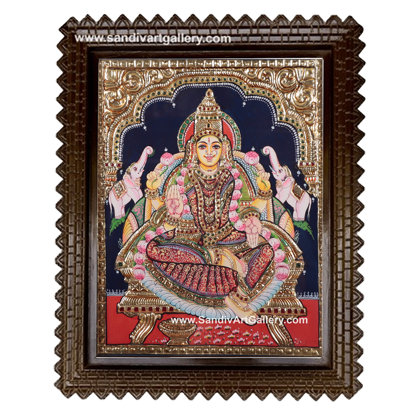 Lakshmi with Two Elephants Tanjore Painting