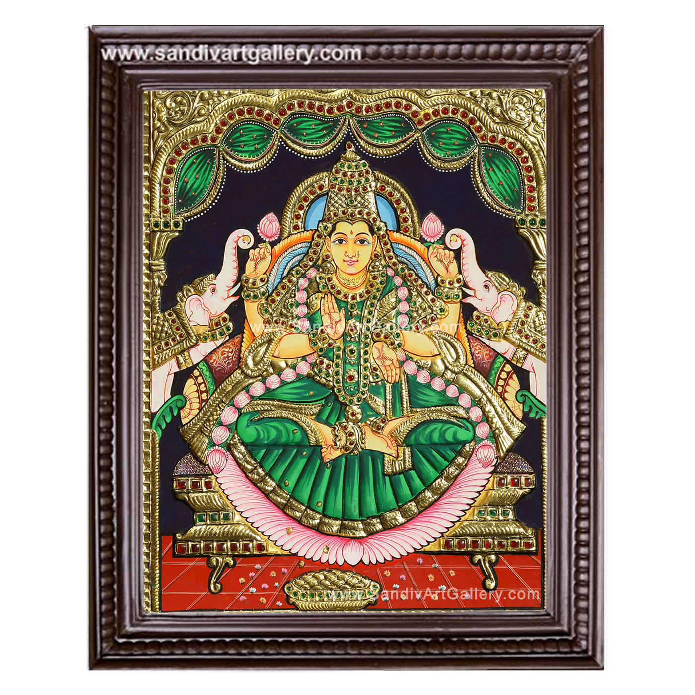 Ghaja Lakshmi on Padmasana Tanjore Painting