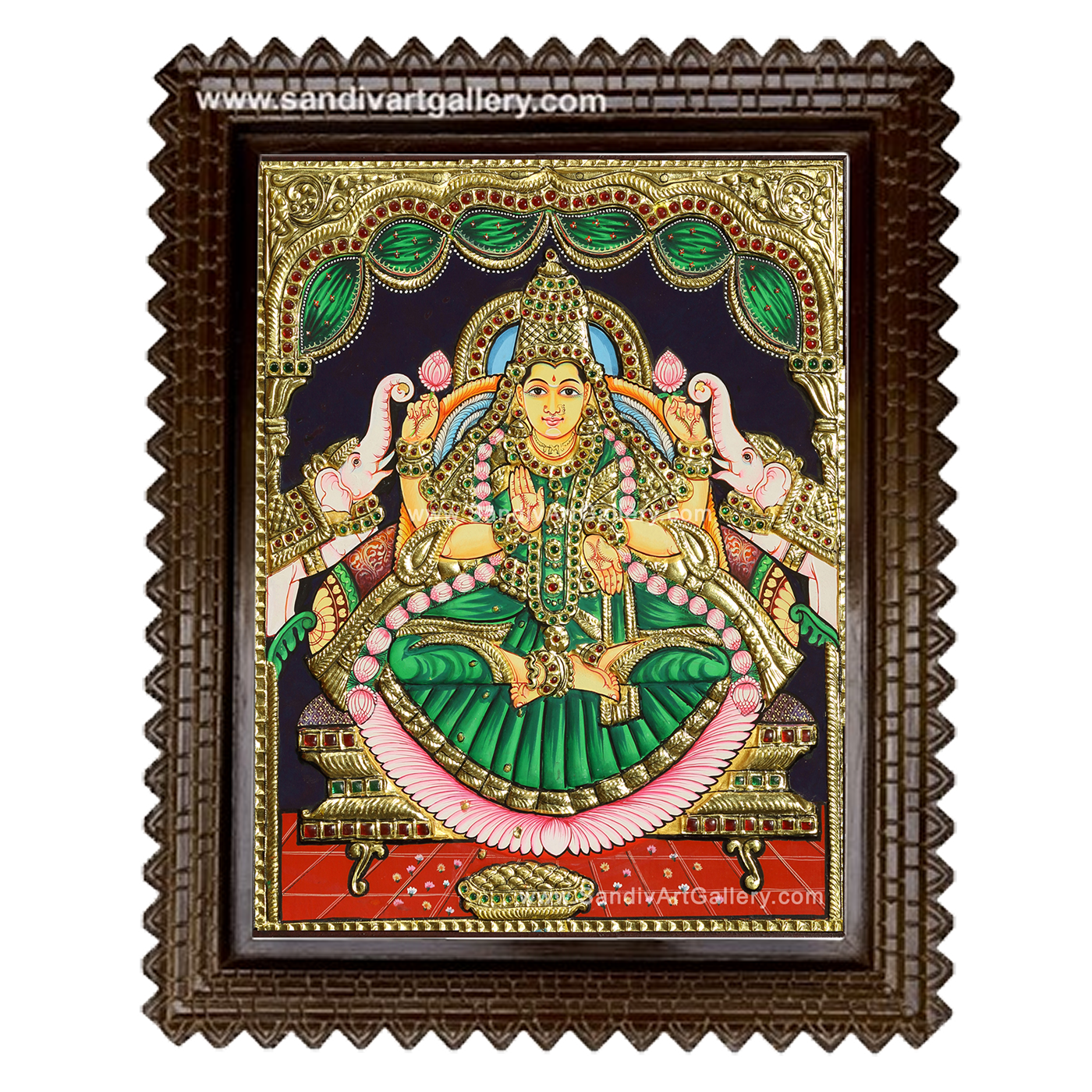 Ghaja Lakshmi on Padmasana Tanjore Painting