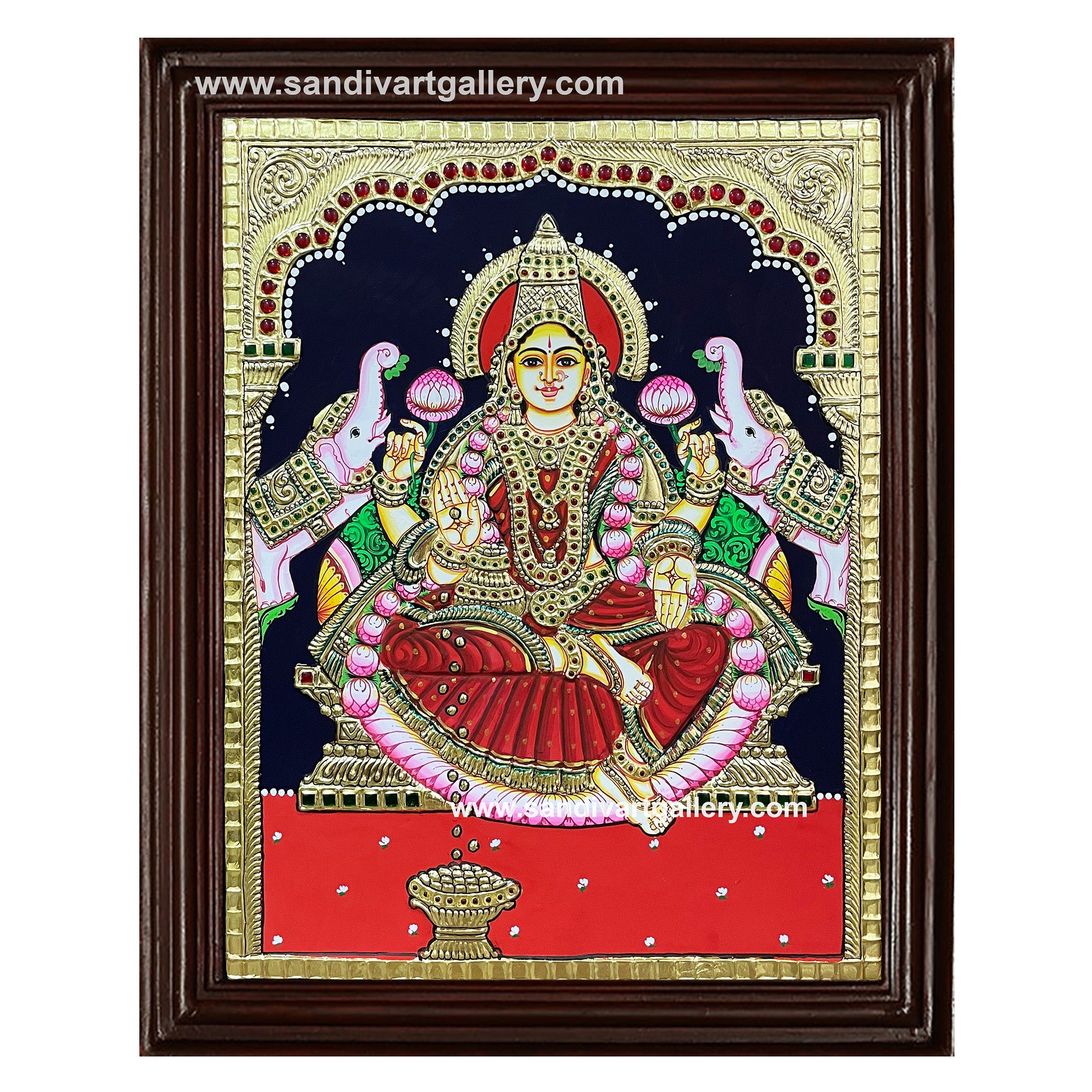 Ghaja Lakshmi on Padmasana Tanjore Painting