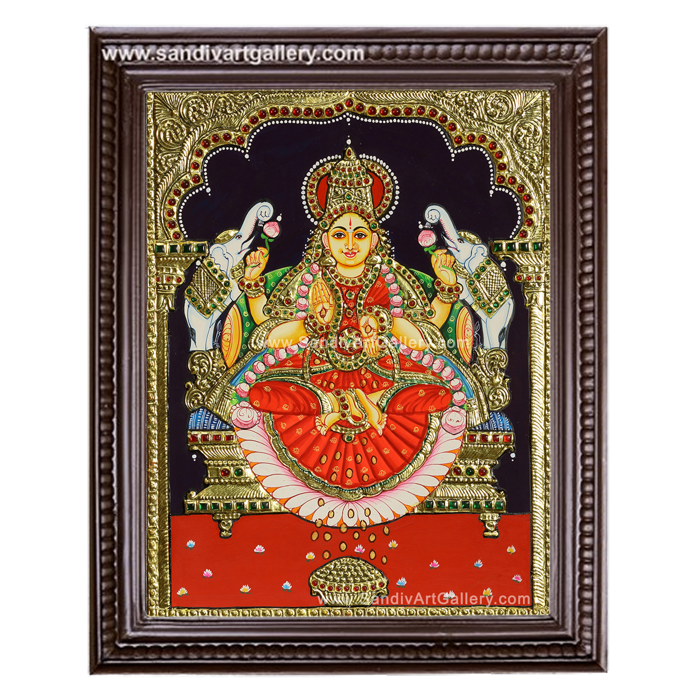 Gajalakshmi on Padmasana Tanjore Painting