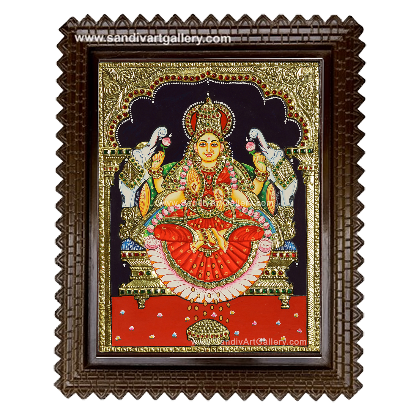 Gajalakshmi on Padmasana Tanjore Painting