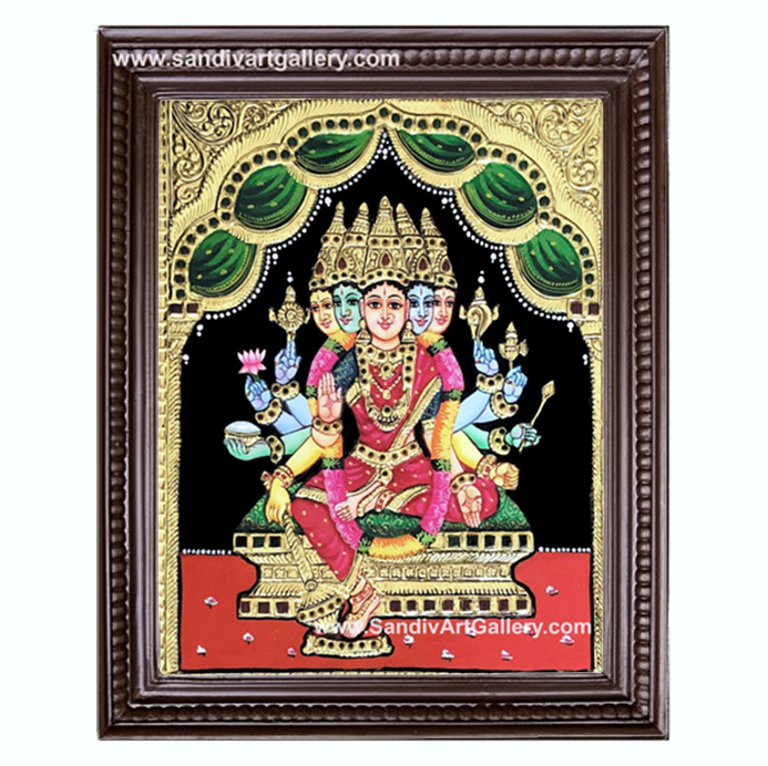 Goddess Gayathri Devi Tanjore Painting1