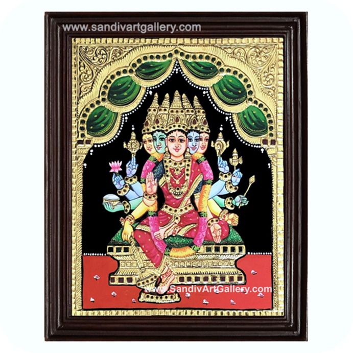 Goddess Gayathri Devi Tanjore Painting1