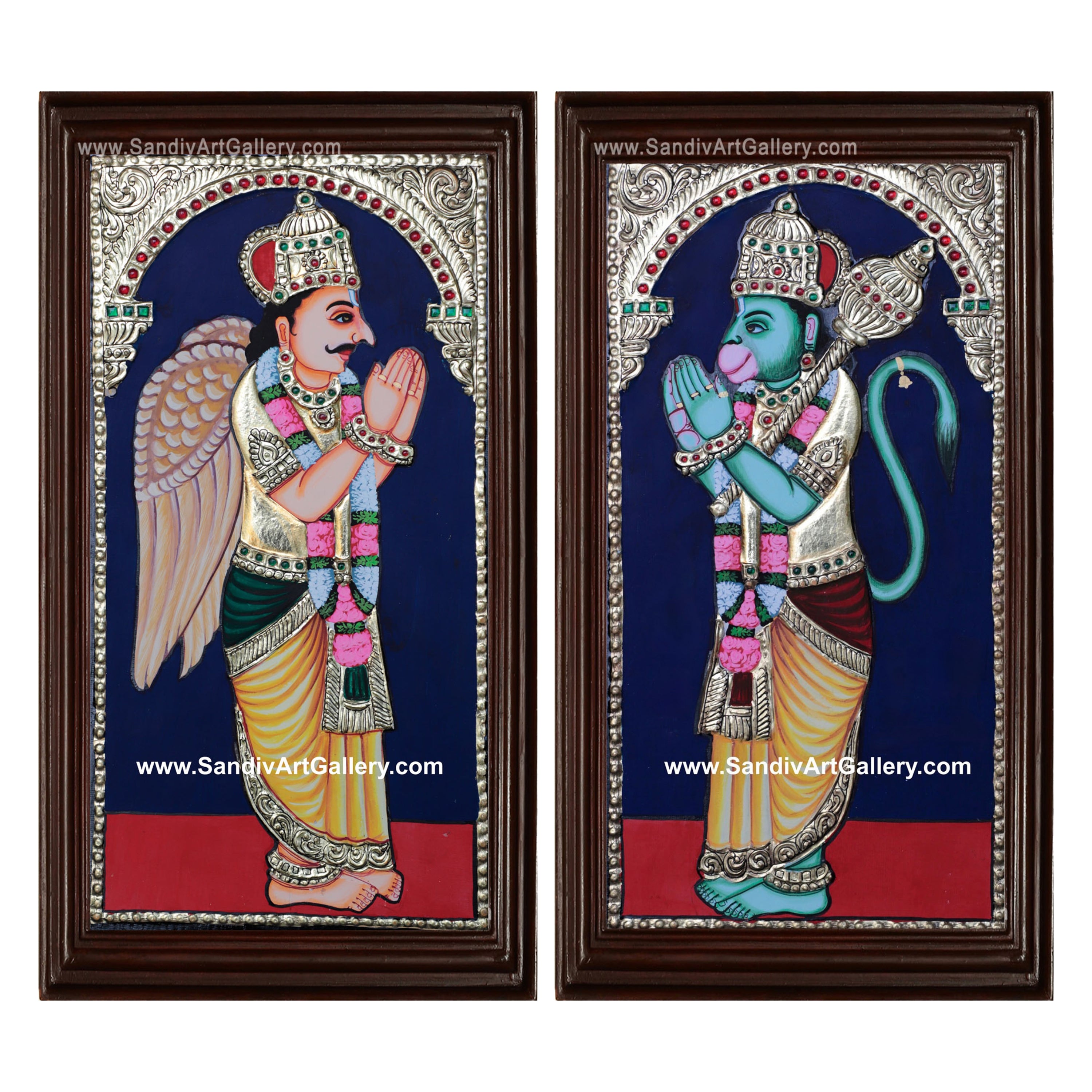 Garudar and Hanuman Tanjore Painting