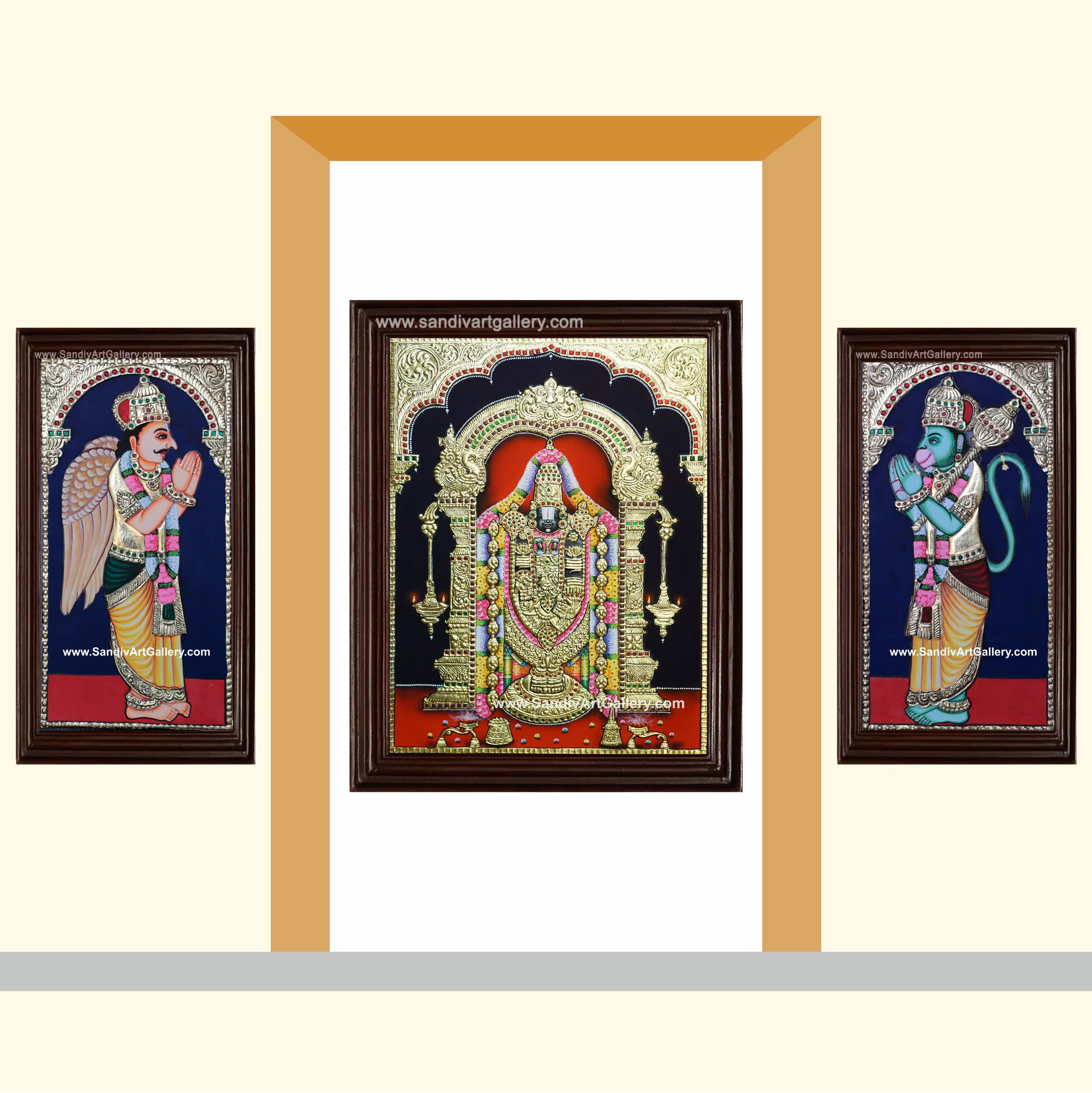 Garudar and Hanuman Tanjore Painting