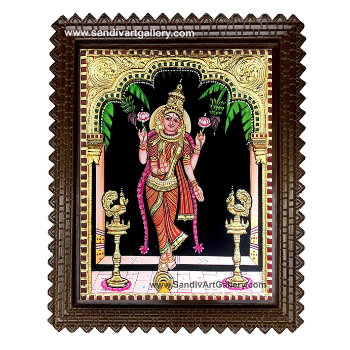 Graha Lakshmi 3D Embossed Tanjore Painting