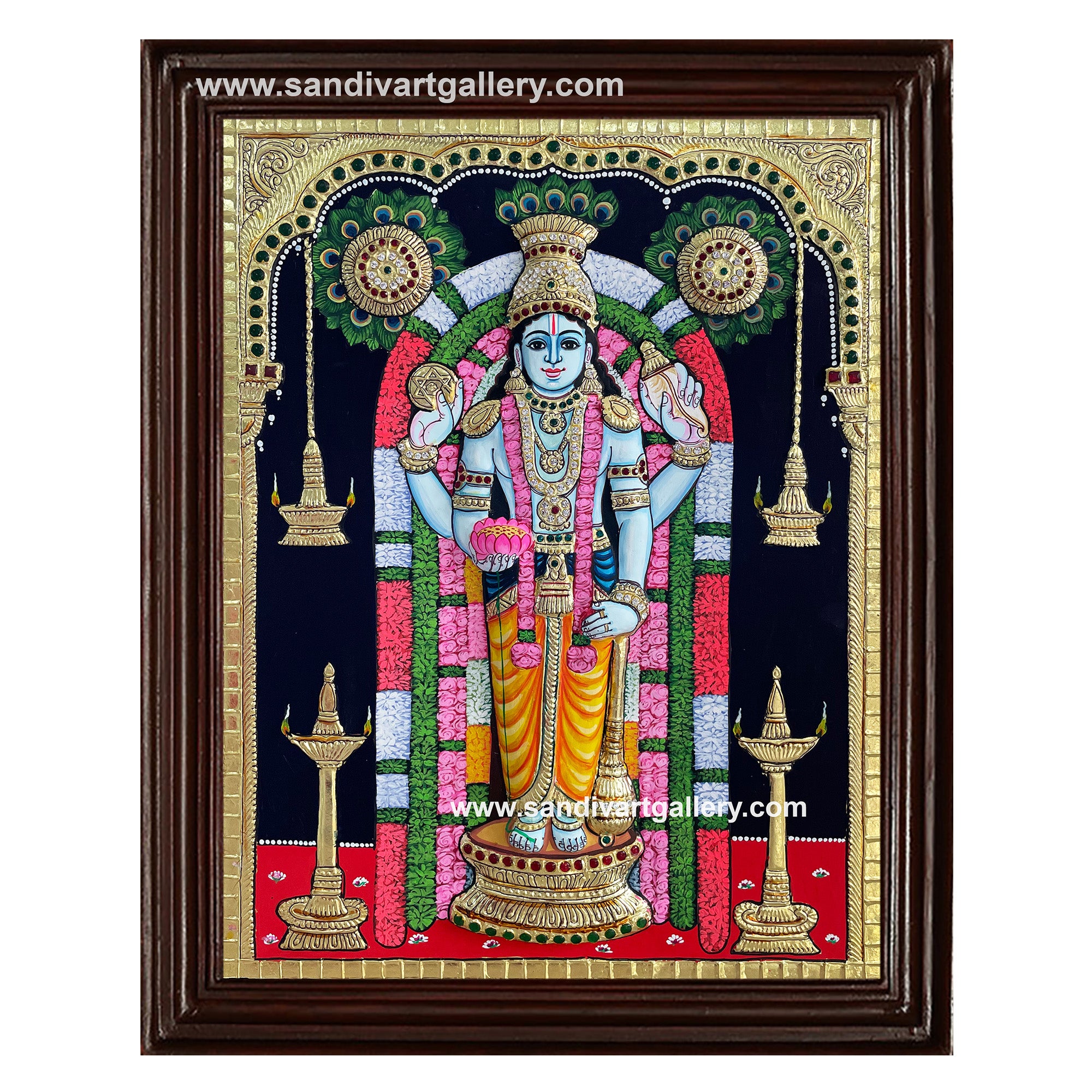Guruvayurappan Semi Embossed Tanjore Painting