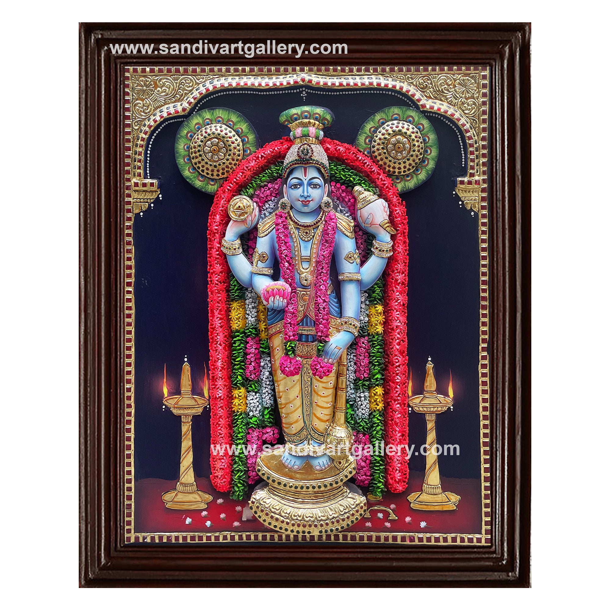 Guruvayurappan 3D Embossed Tanjore Painting